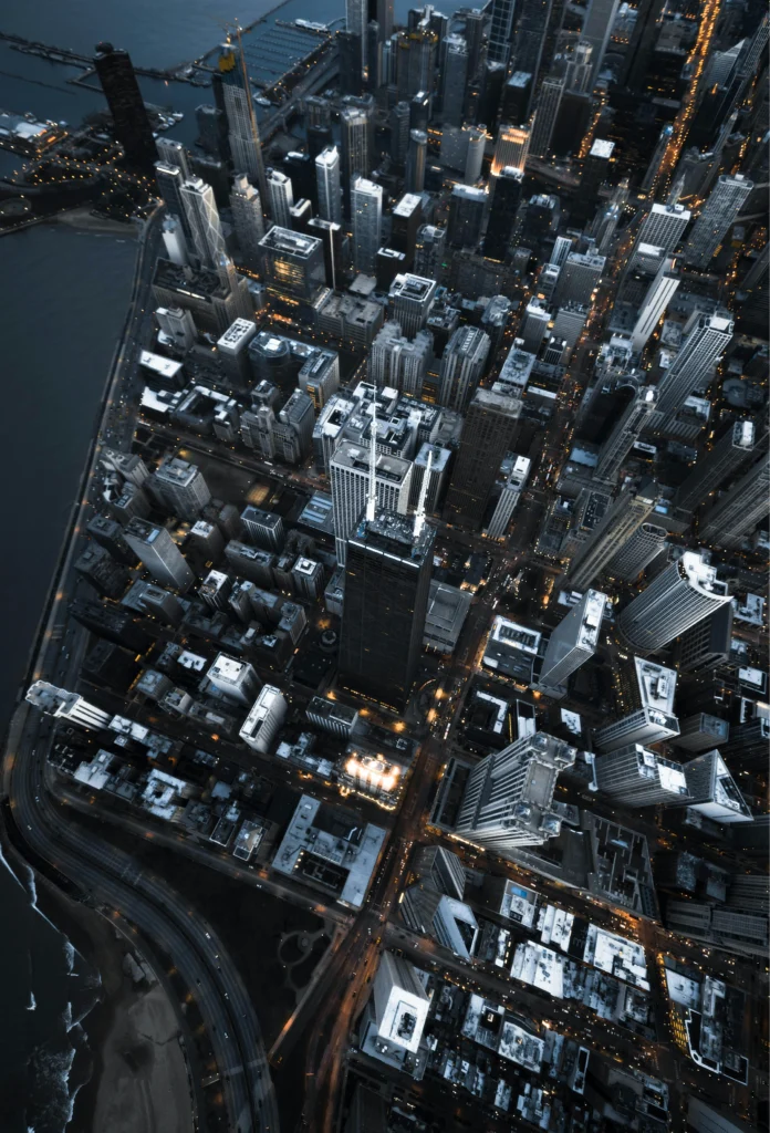 Drone aerial view of New York City